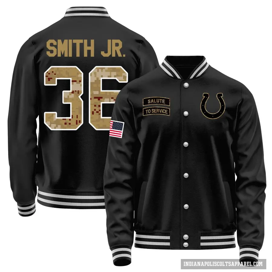 Youth ＃36 Mike Smith Jr. Indianapolis Colts Black Salute to Service Sideline Performance Jacket