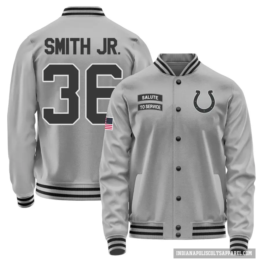 Youth ＃36 Mike Smith Jr. Indianapolis Colts Gray Salute to Service Performance Jacket