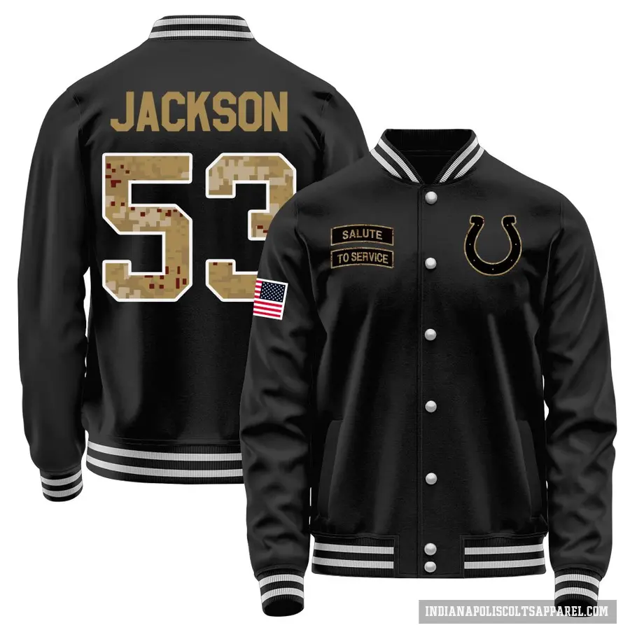 Youth ＃53 Edwin Jackson Indianapolis Colts Black Salute to Service Sideline Performance Jacket